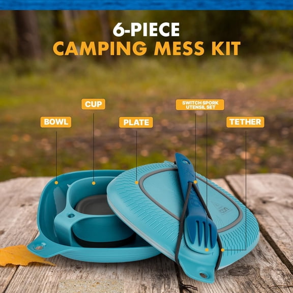 Ultralight Camping Mess Kit Featuring Bowl, Plate, Collapsible Cup and Switch Function Spork, Space-Saving Outdoor Tableware for Camping Backpacking