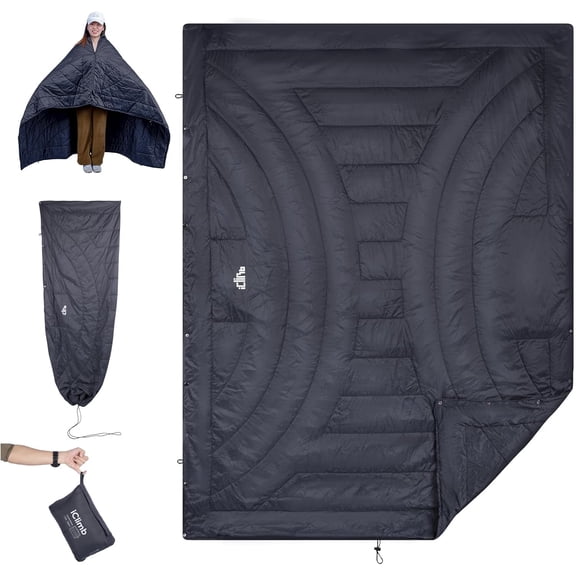 Ultralight Compact Warm Camping Blanket with Thinsulate Insulation 72.8 55 Dark Grey