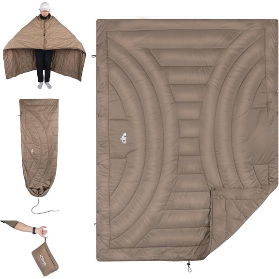 Ultralight Compact Warm Camping Blanket with Thinsulate Insulation 72.8  55 Khaki