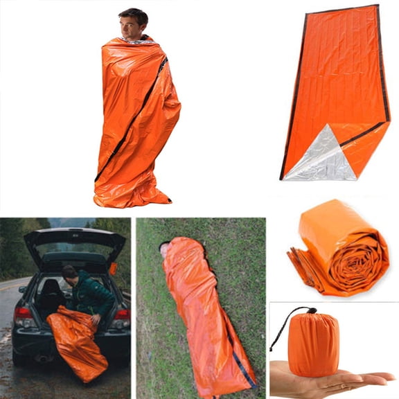 Ultralight Emergency Thermal Sleeping Bag, Heat Reflective Polyethylene Survival Bivy Sack, Compact Portable Rescue Gear for Outdoor Camping Hiking Emergency Preparedness