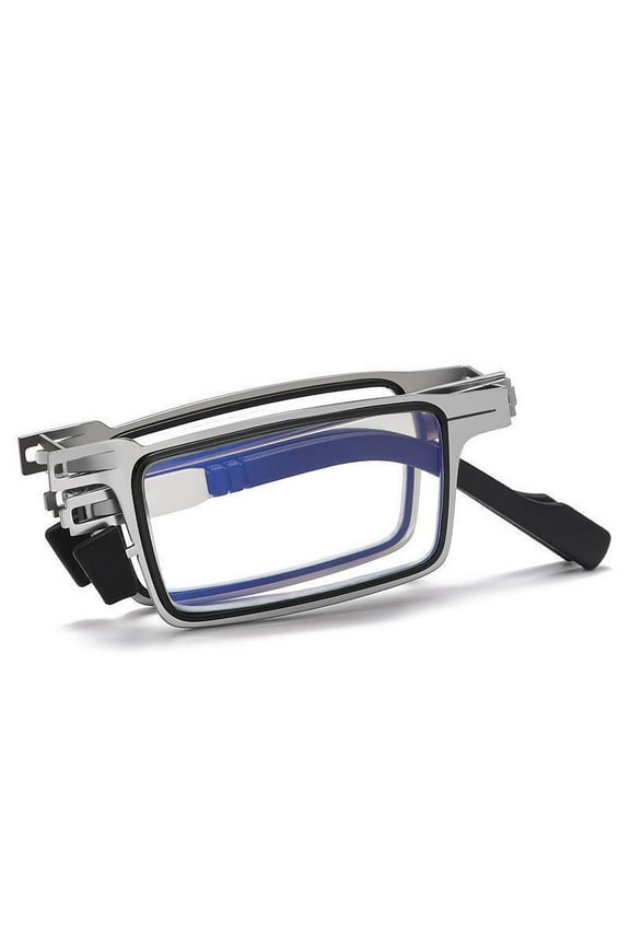 Ultralight Foldable Reading Glasses with Blue Light Filter - Metal Frame Foldable Reader Multifocal Presbyopic Eyewear for Computer Use & Outdoor Activities