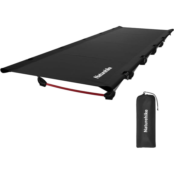 Ultralight Folding Backpacking Cot with 5-Leg Support, 330 lb Capacity, Portable Camping Bed for Adults, Black