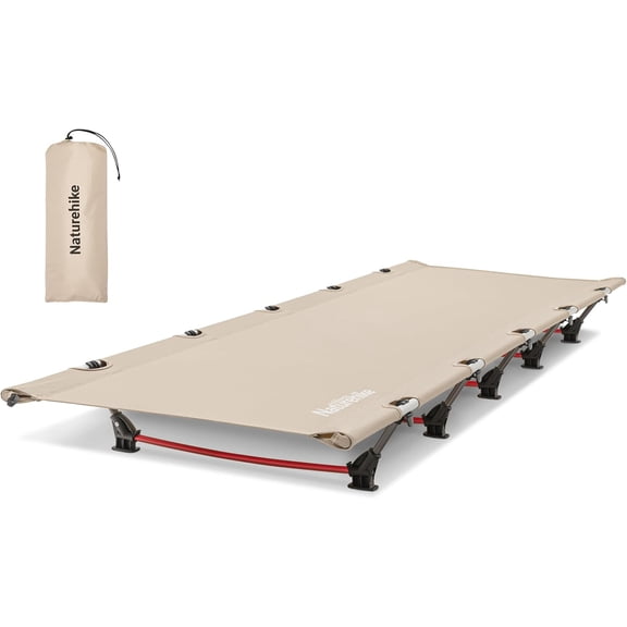 Ultralight Folding Backpacking Cot with 5-Leg Support, 60-Second Setup, 330 lb Capacity, Portable Camping Bed for Adults, Beige