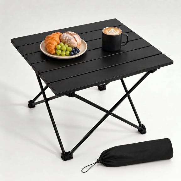 Ultralight Folding Camping Table,Camping Table Foldable with Carry Bag,Portable Beach Table Foldable for Outdoor Cooking, Picnic, Camp, Boat, Travel, Black