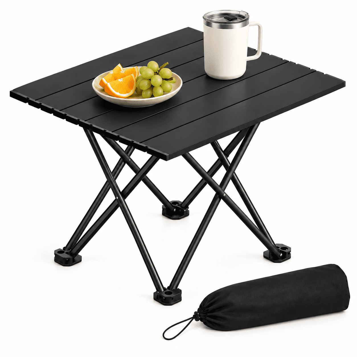 Ultralight Folding Camping Table,Portable Camping Table with Aluminum Table Top,Folding Camping Table with Carry Bag for Outdoor, Picnic, BBQ, Cooking, Festival, Beach, Home, Black