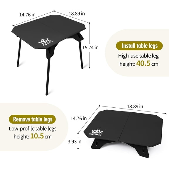 Ultralight Folding Camping Table with Double Height Adjustable Portable Outdoor Picnic Desk for Backpacking, Travel,