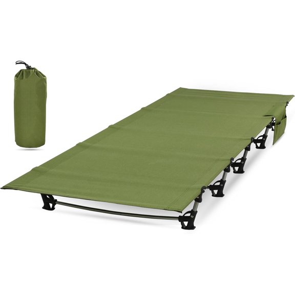 Ultralight Folding Tent Camping Cot Bed, Portable Compact for Outdoor Travel, Base Camp, Hiking, Mountaineering, Lightweight Backpacking (Army Green)