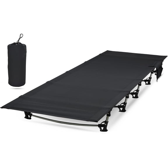 Ultralight Folding Tent Camping Cot Bed, Portable Compact for Outdoor Travel, Base Camp, Hiking, Mountaineering, Lightweight Backpacking (Black)