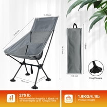 Ultralight High-Back Camping Chair - Portable Folding Backpacking Chair with Anti-sag Footmuffs, Supports up to 300 lbs, Compact and for Outdoor Activities - Grey