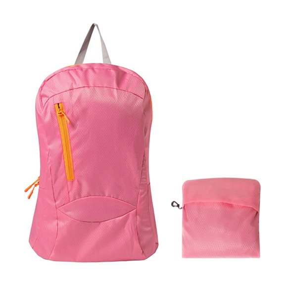 For Ultralight Hiking Backpack 18L Foldable Pack for Camping Trekking Travel, Water-Resistant Nylon Daypack with Compact Design, Unisex Rucksack(Pink)