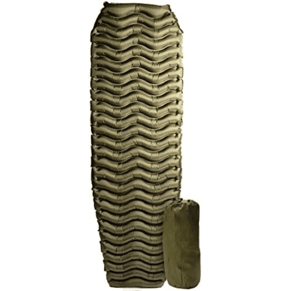 Ultralight Inflatable Sleeping Pad  Compact 14.5 oz Air Pad 2" Thick, Quick Inflate with 11 Breaths, Durable Rip-Resistant Nylon  Ideal for Backpacking & Warm Weather, Green