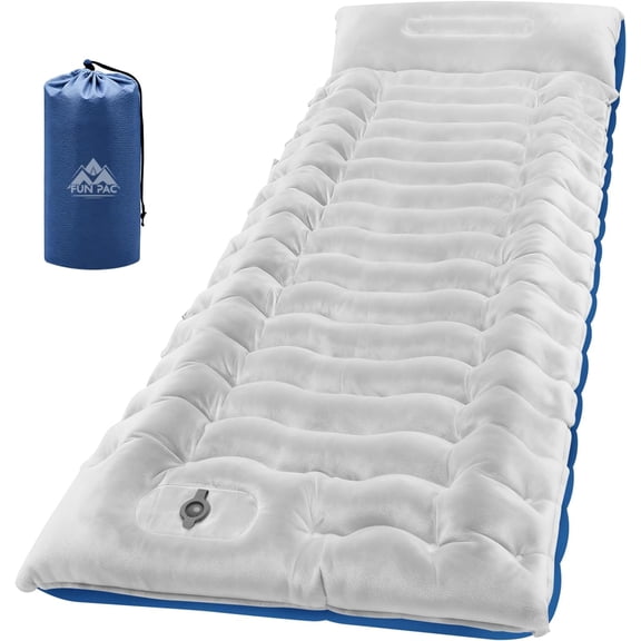 Ultralight Inflatable Sleeping Pad with Built-In Foot Pump and Integrated Pillow, Single Size, Thin Velvet Gray
