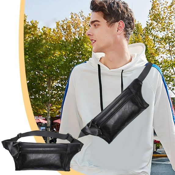 Ultralight Invisible Waist Pack, PU Anti-Theft Waterproof Fanny Pack, Multi-Layer for Travel Sports, Black Coffee Brown