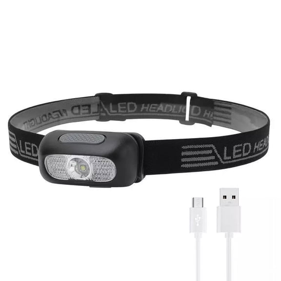 Ultralight LED Headlamp, 180 Lumen Ultra Bright Light 5 Modes, High/Medium/Low White Light and Emergency Red Light/Strobe Modes IPX4 Waterproof Headlight