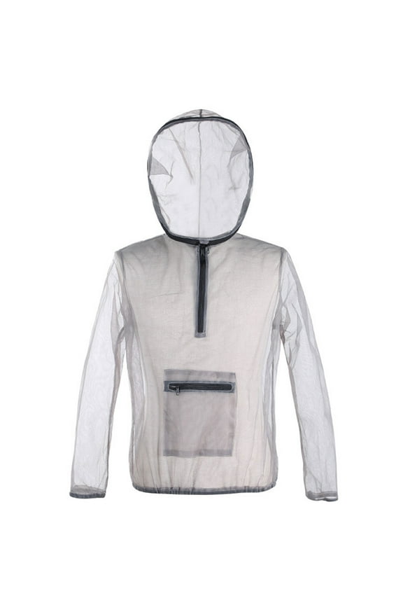 Ultralight Mesh Hooded Bug Jacket Anti-mosquito See Through Protective Mesh Shirt Insect for Camping Hiking Fishing Gardening