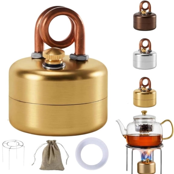 Ultralight Mini Alcohol Stove, Portable Spirit Burner with Stand, Fast Heating & Windproof for Camping Hiking(Gold)