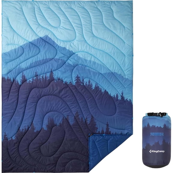 Ultralight Packable Wearable Camping Blanket with Snap Buttons and Corner Loops Weatherproof Quilt 79" x 57" Forest