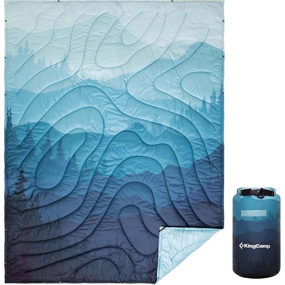 Ultralight Packable Wearable Camping Blanket with Snap Buttons and Corner Loops Weatherproof Quilt 79" x 57" Scenictrail Cyan