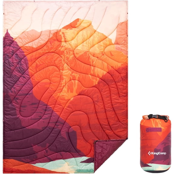 Ultralight Packable Wearable Camping Blanket with Snap Buttons and Corner Loops Weatherproof Quilt 79" x 57" Scenictrail Orange