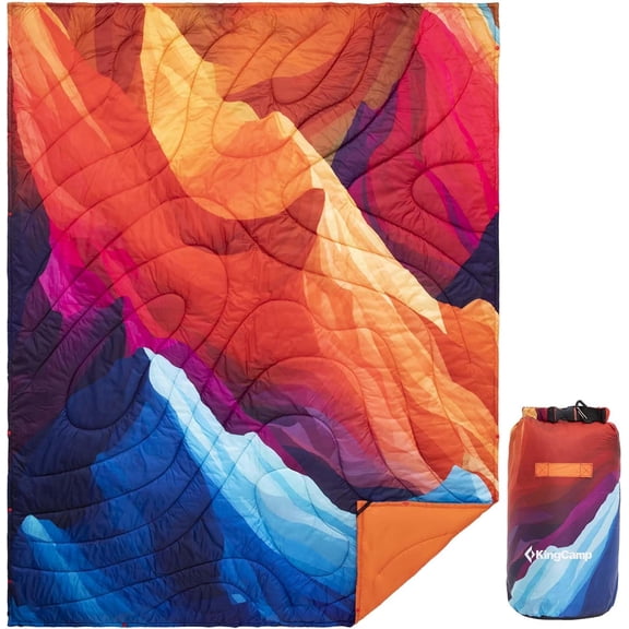 Ultralight Packable Wearable Camping Blanket with Snap Buttons and Corner Loops Weatherproof Quilt 79" x 57" Scenictrail-Peak
