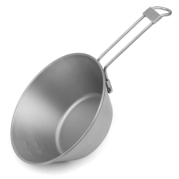 Ultralight Pure Titanium Sierra Bowl Foldable Handle Storage Pouch Portable Outdoor Camping Cook Bowl for Backpacking Hiking Picnic (10, ounces)