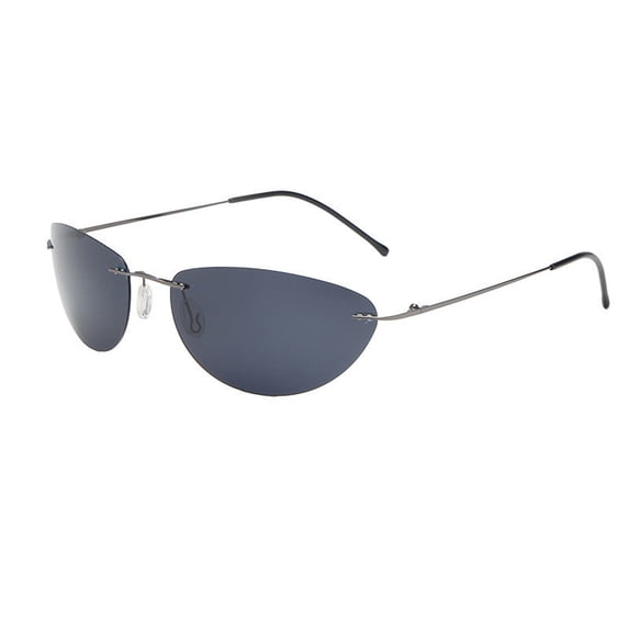 Mens Rimless Sunglasses Alloy Frame TAC Lens UV400 Protection Oval Shades For Fishing Travel Outdoors Everyday