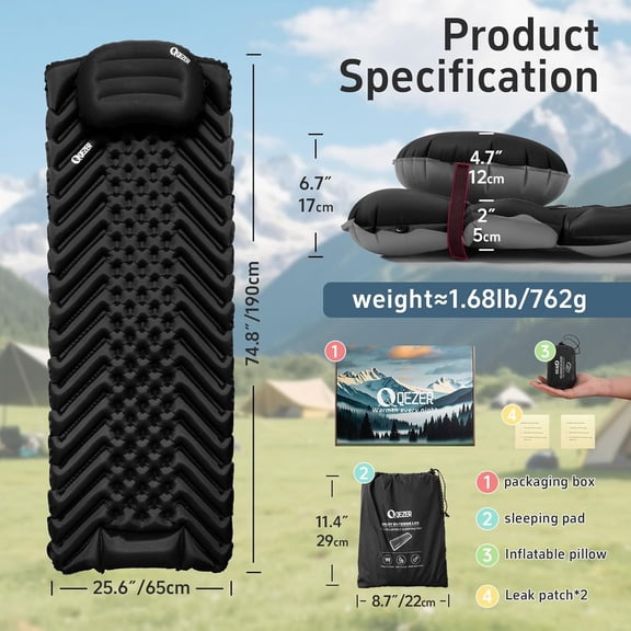 Ultralight Self-Inflating Sleeping Pad for Camping and Backpacking