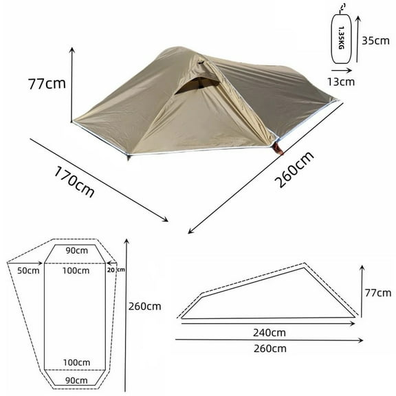 Ultralight Single Tent with Aluminum Poles: Waterproof & Easy Setup for Solo