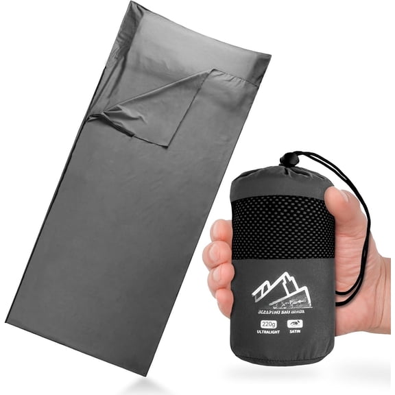 Ultralight Sleeping Bag Liner, Satin Sleep Sack, Comfy Breathable & Cooling & Silky Soft liner, Travel Sheets & Adult Sleep Sack with 2 Way Zipper, Ideal for Backpacking, Hotel, Camping, Hostels