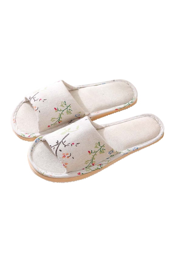 Ultralight Soft Indoor Open Toe Cotton linen Slippers Absorb Sweat Cloth Bottom House Slippers