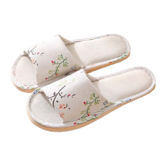 Ultralight Soft Indoor Open Toe Cotton linen Slippers Absorb Sweat Cloth Bottom House Slippers