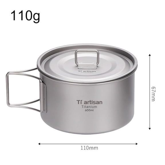 Ultralight Titaniums Camping Bowls Foldable Handle Rust-Resistant 450Ml/600Ml Cookware Set Hiking Backpacking Outdoor Adventure