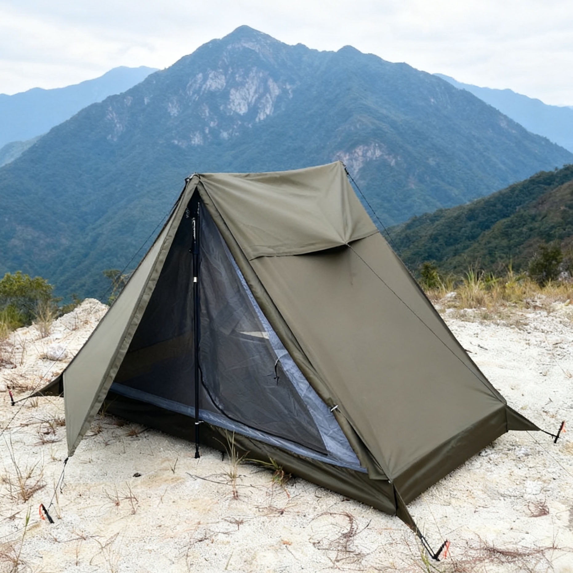 Ultralight Trekking Pole tent One Man Backpacking Tent Waterproof 2000+mm for Outdoor Hiking, Camping Cycling (without pole)