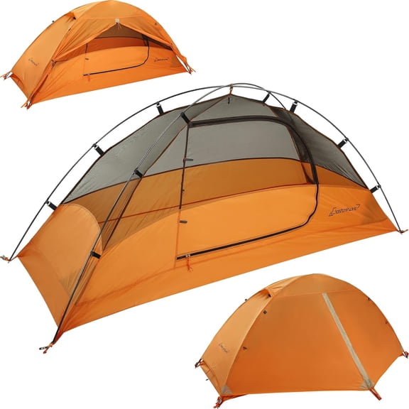 Ultralight Waterproof 1-Person Dome Backpacking Tent in Orange