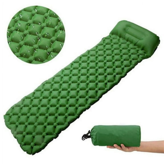 Ultralight sleeping bag, inflatable camping mattress green