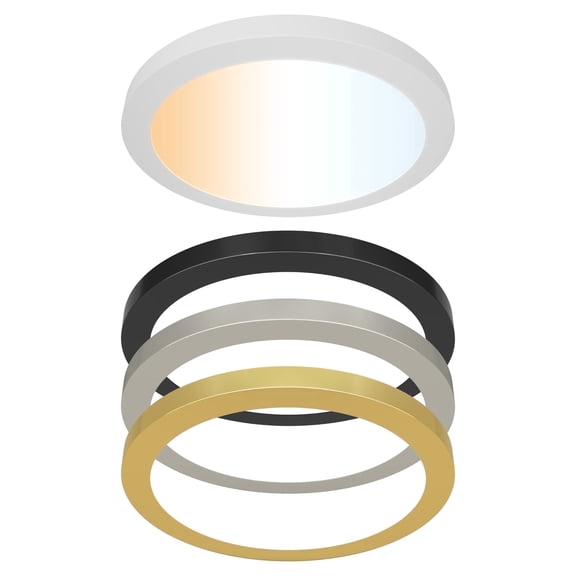 ULTRALUX LED Flush Mount Ceiling Light 12” (1 Pack) - Edgelit, Dimmable 5 CCT Adjustable Color Temperature with 3 Magnetic Trim Rings