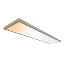 ULTRALUX LED 1x4 ft Surface Mount Ceiling Light Panel (1 Pack) - Slim, Edge Lit - TRIAC Dimmable, 3CCT Adjustable Color Temperature (Brushed Nickel)