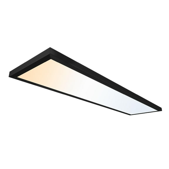ULTRALUX LED 1x4 ft Surface Mount Ceiling Light Panel (1 Pack) - Slim, Edge Lit - TRIAC Dimmable, 3CCT Adjustable Color Temperature (Matte Black)
