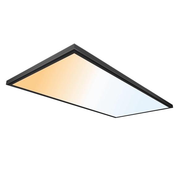 ULTRALUX LED 2x4 ft Surface Mount Ceiling Light Panel (1 Pack) - Slim, Edge Lit - TRIAC Dimmable, 3CCT Adjustable Color Temperature (Matte Black)