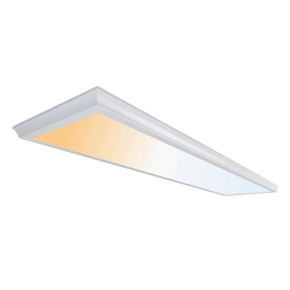 ULTRALUX LED 1x4 ft Surface Mount Ceiling Light Panel (1 Pack) - Slim, Edge Lit - TRIAC Dimmable, 5CCT Adjustable Color Temperature (Matte White)