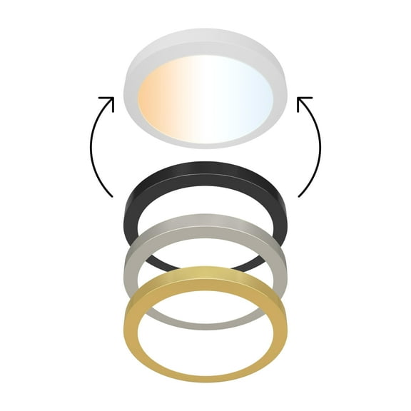 UltraLux LED Flush Mount Ceiling Light 5” (1 Pack) - Edgelit, Dimmable 5 CCT Adjustable Color Temperature with 3 Magnetic Trim Rings