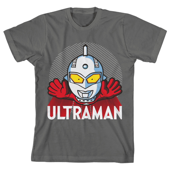 Ultraman Chibi Flying Ultraman Youth Charcoal Short Sleeve Crew Neck Tee-XS
