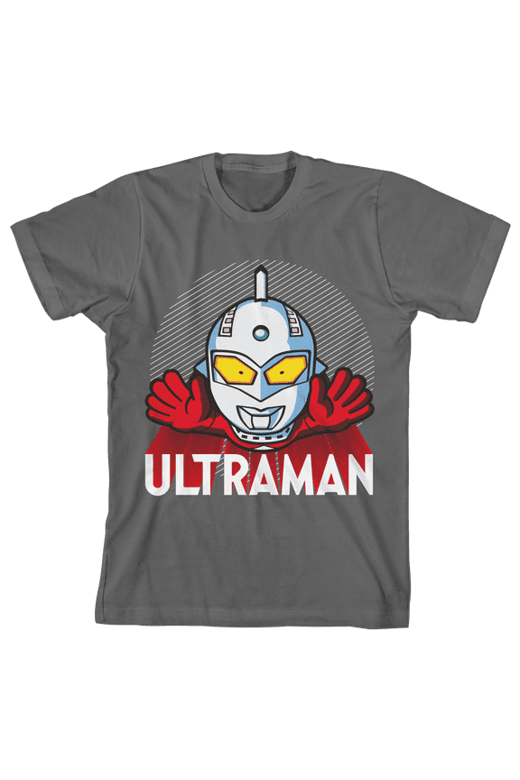 Ultraman Chibi Flying Ultraman Youth Charcoal Short Sleeve Crew Neck Tee-XS