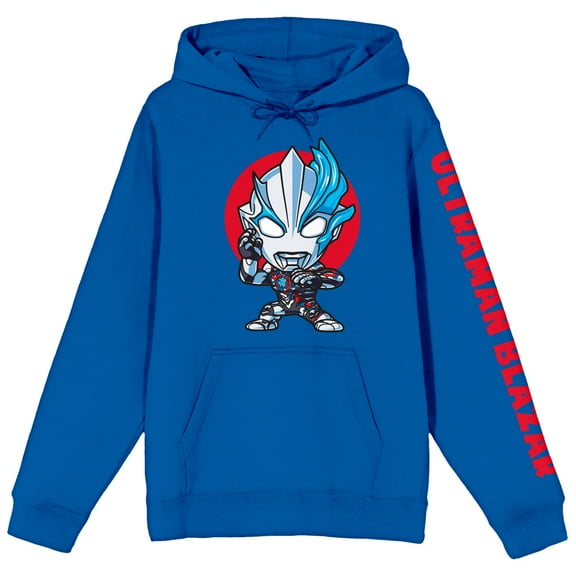 Ultraman Chibi Hero Long Sleeve Royal Blue Adult Hooded Sweatshirt-Medium