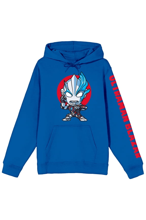 Ultraman Chibi Hero Long Sleeve Royal Blue Adult Hooded Sweatshirt-XL