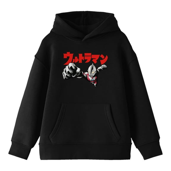 Ultraman Comic Style Art Youth Black Graphic Hoodie-Medium