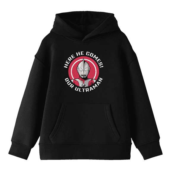 Ultraman Here He Comes! Our Ultraman! Youth Black Hoodie-Medium