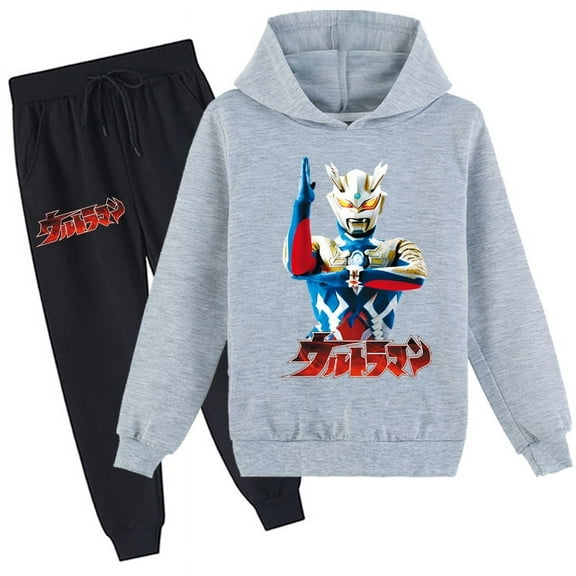 Ultraman Hoodie Sweatshirts Children's Long Sleeve Pullover Boys Girls Cute Cartoon Hoodies Sweatpants Sets