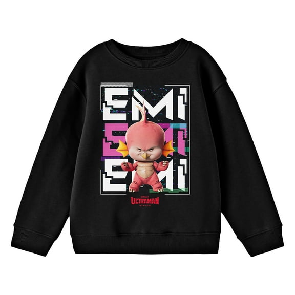Ultraman: Rising (2024) Emi Character Youth Black Crew Neck Sweatshirt-Medium