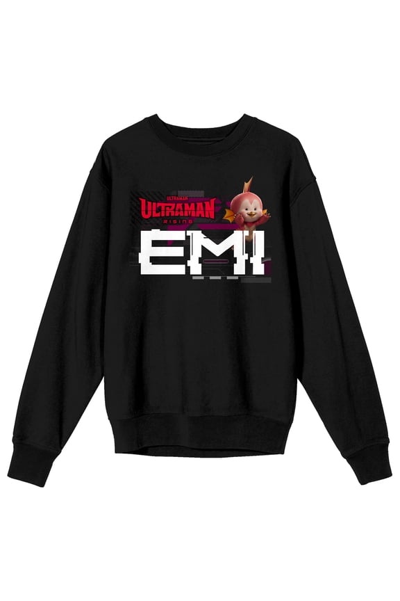 Ultraman: Rising Emi Adult Black Crew Neck Long Sleeve Sweatshirt-Medium